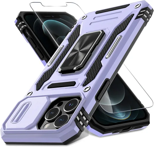 Vista 306 de DEERLAMN Funda para iPhone Xs Max con funda deslizante para cámara + protector de pantalla, soporte giratorio de anillo de grado militar a prueba