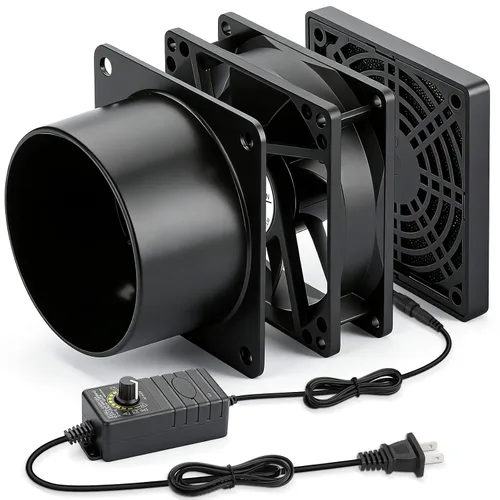 Vista 9 de Ventilador de escape de 4.724 in x 1.496 in 12 V con extractor