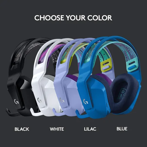 Vista 7 de Logitech G 733 Lightspeed - Auriculares inalámbricos para juegos con diadema de suspensión LIGHTTSYNC RGB tecnología de micrófono VOCE azul