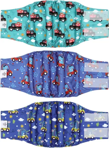 Vista 35 de CuteBone - Pañales lavables para perro macho, banda abdominal, paquete de 3 unidades, color negro, modelo DM54XS