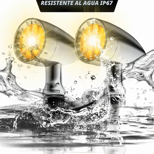 Vista 6 de DREAMIZER 2 piezas de luces intermitentes para motocicleta con 15 LEDs, cromadas, tipo bala, lámparas indicadoras delanteras y traseras, compatibles