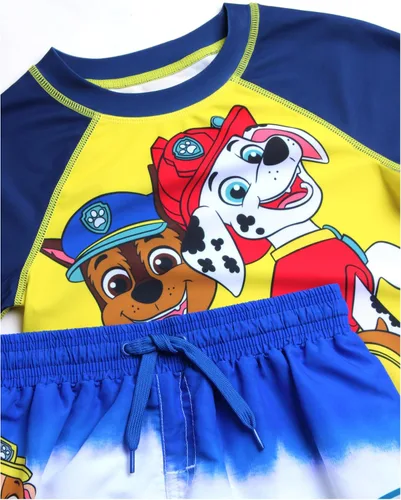 Vista 5 de Nickelodeon Paw Patrol Conjunto de Camiseta Protectora para Niños - 2 Piezas Chase Marshall TMNT UPF50 Camiseta de Natación y Shorts de Natación