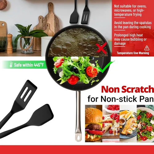 Vista 4 de Mini espátula de silicona para servir brownie, flexible, antiadherente, resistente al calor, espátula de cocina para huevos abatibles, filete