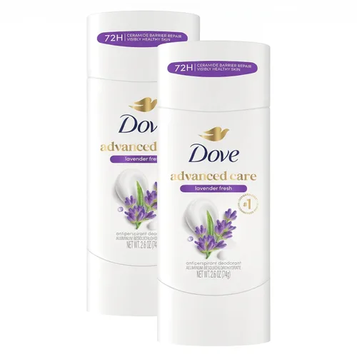 Vista 23 de Dove Advanced Care Desodorante antitranspirante en barra, para mujer, Lavender Fresh (lavanda fresca), 48 horas de protección, axilas suaves