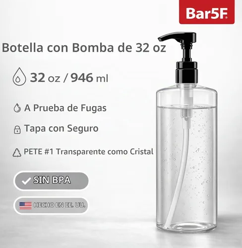 Vista 2 de Bar5F Dispensador de jabón corporal de 32 oz para ducha con bomba, grande