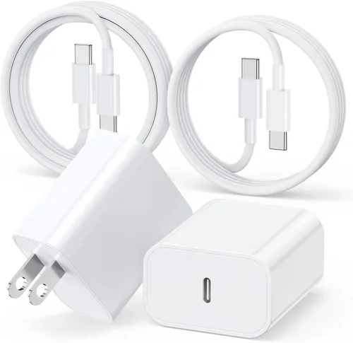 Vista 10 de Cargador rápido USBC de 20 W para iPhone 17 16 15 y cable de carga de 6/6/10 pies