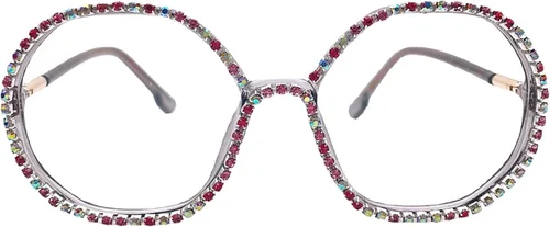 Vista 2 de Gafas de lectura con diamantes de imitación de polígono para mujer, con bloqueo de luz azul