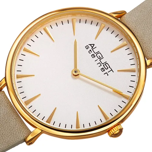 Vista 2 de August Steiner Reloj de pulsera de piel de nobuk con movimiento de cuarzo para mujer, AS8187