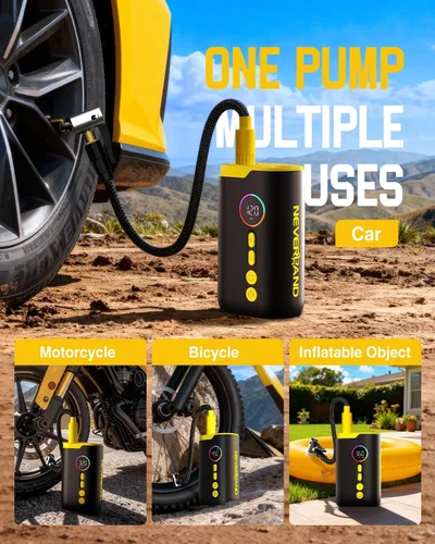 Vista 2 de Neverland Tire Inflator Portable Air Compressor - 150 PSI Electric Air Pump for Car Tires with Auto Shutoff Function, Cordless Tire Air Pump for