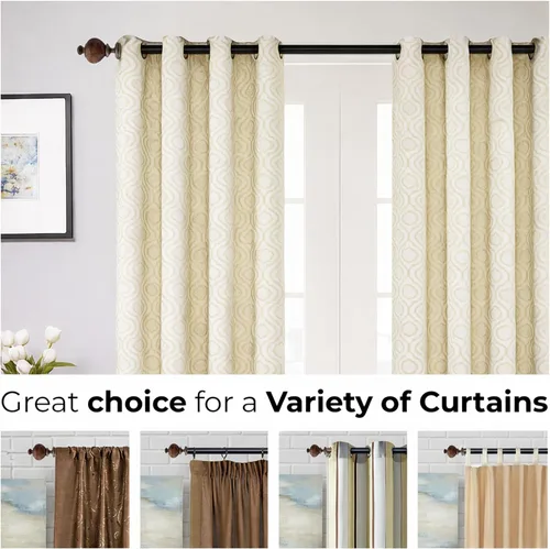 Vista 5 de Deco Window - Cortineros ajustables marrones para ventanas de 44 a 120 pulgadas, barras de cortina decorativas de alta resistencia de 1 pulgada