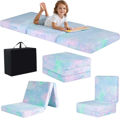 Vista 10 de MeMoreCool Colchón plegable de suelo para niños, tapete para siesta de suelo para dormir, guardería, cama plegable para niños pequeños, colchón