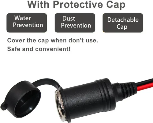 Vista 2 de Cable de extensión para encendedor de cigarrillos - Cable de extensión de coche de 6 pies, 12 V, enchufe macho a hembra con luces LED de 16 AWG