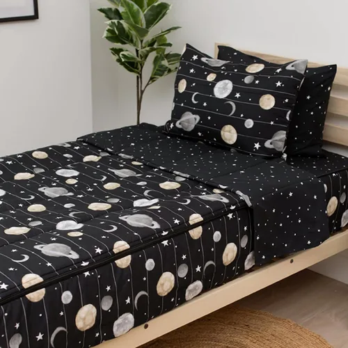 Vista 21 de Beddy's Juego de ropa de cama todo en uno con cremallera para niños, diseño Beige