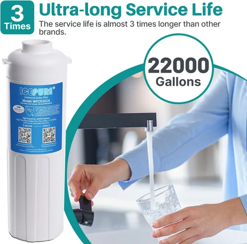 Vista 3 de ICEPURE WFC5300A Sistema de filtro de agua debajo del fregadero, vida ultralarga de 3 años o 22000 galones, reemplazo para el sistema de filtración