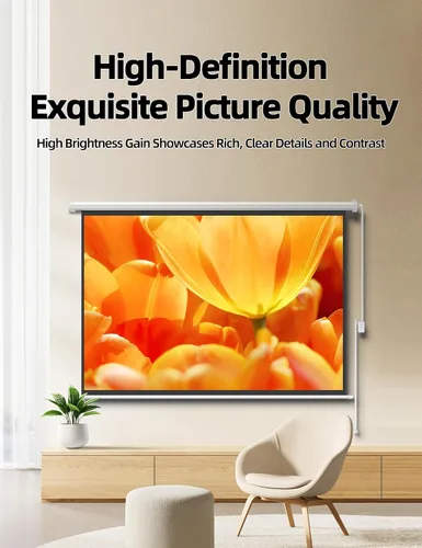 Vista 2 de Pantalla de proyector motorizada mate blanca de 100" para proyector UST de lanzamiento largo/estándar, pantalla de película con ángulo de visión