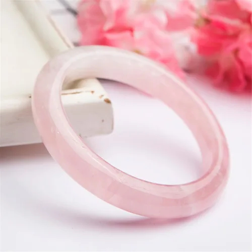 Vista 2 de Rosa Natural vidrio de cuarzo rosa pulsera diámetro interno de la pulsera 59mm