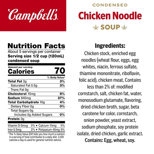 Vista 2 de Campbell's - Sopa condensada de fideos con pollo tamaño familiar, lata de 22.4 onzas