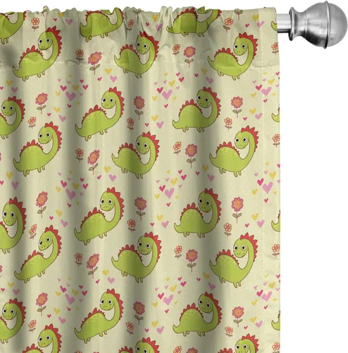 Vista 19 de Ambesonne Paquete de 2 cortinas otoñales para ventana, diseño otoñal con formas intrincadas en espiral y estampado de hojas voladoras, juego ligero