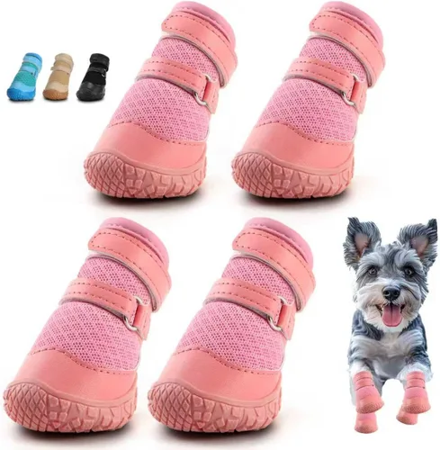Vista 9 de Zapatos para perros pequeños, botas y protectores de patas para pavimento caliente, nieve de invierno, botas antideslizantes para suelos de madera