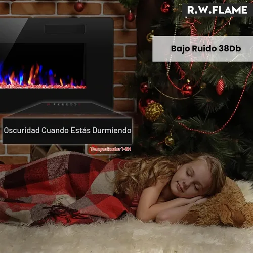 Vista 7 de R.W.FLAME - Chimenea empotrable ultrafina para pared (30 y 60 pulgadas)