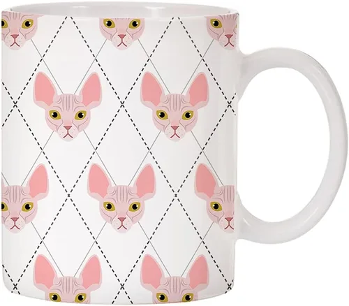 Vista 5 de Adorable Cat Breed Design Argyle Pattern Taza de café de cerámica (abisinian)