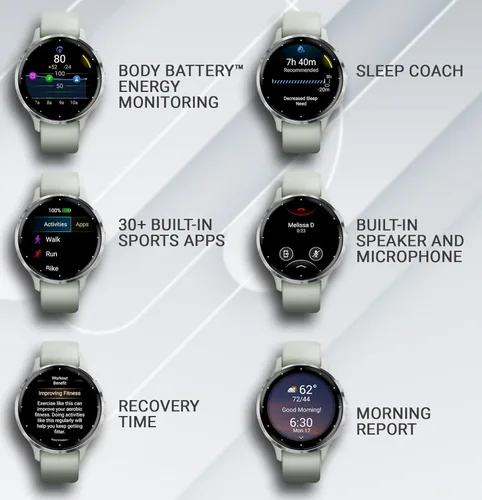 Vista 7 de Garmin Venu 3S Reloj inteligente con GPS, pantalla AMOLED de 1.61 pulgadas, características avanzadas de salud y fitness, hasta 10 días de batería