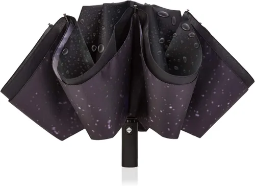 Vista 2 de Paraguas invertido de doble capa, plegado automático, reversible, resistente al viento y a los rayos UV, para lluvia, coche, viaje, al aire libre