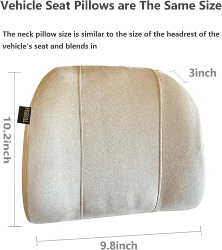 Vista 4 de Almohada para reposacabezas de automóvil, tela de gamuza suave, espuma viscoelástica, almohada para el cuello del automóvil, máxima comodidad y Beige