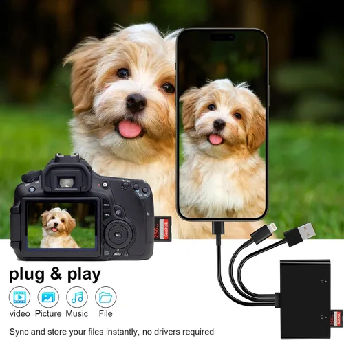Vista 5 de Adaptador Memory Stick Pro Duo, lector de tarjetas SD/TF/MS/XD 4 en 1, lector de tarjetas XD para USB C/Lightning/USB A, lector de tarjetas multi-SD