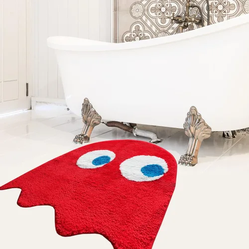 Vista 9 de Evovee Alfombra de baño roja, bonita alfombra de baño divertida, decoración divertida, alfombra roja para dormitorio, divertida, divertida, redonda