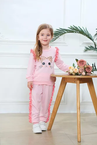 Vista 2 de Zarmfly Conjunto de 2 piezas para niñas pequeñas, sudadera de manga larga + leggings de leopardo, ropa de invierno de 2 a 10 años