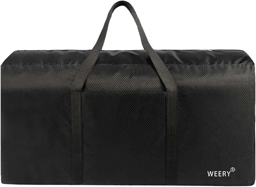 Vista 3 de WEERY Bolsa de lona extra grande, bolsa de lona ligera de 96 L, bolsa de lona plegable impermeable para hombres y mujeres, color negro, Negro, Extra