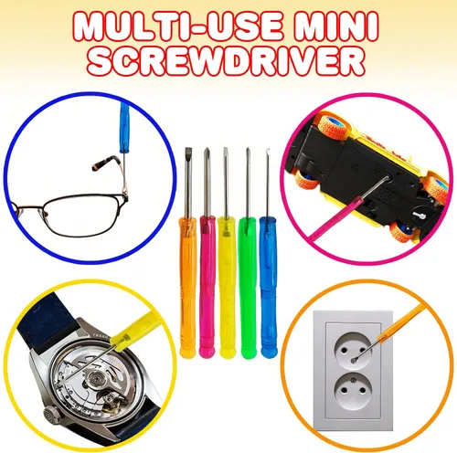 Vista 5 de ArtCreativity Juego de 5 mini destornilladores y llaveros, paquete de 12, el juego incluye 5 destornilladores y bolsa portátil, regalos de fiesta