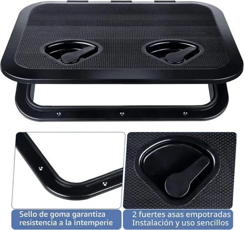 Vista 3 de smartmarine Marine Deck Access Hatch 17.3“×12.4" Rectangle Boat Hatch & Lid,Boat Deck Hatch Lids Negro