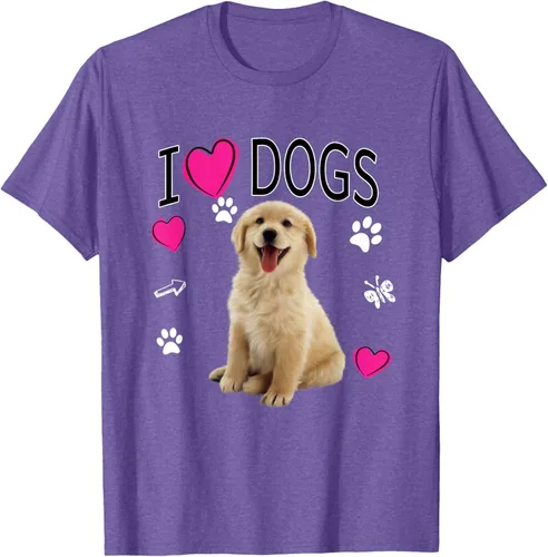 Vista 6 de Camiseta I Love Dogs - Camiseta Golden Labrador retriever, Azul Negro