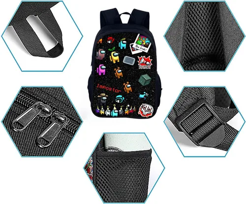 Vista 3 de dvukwed Mochila para niños con estuche y 6 llaveros Kawaii, suministros escolares para la espalda, mochila para niños, niñas y adolescentes, Color-1