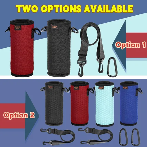 Vista 6 de Fundas aislantes portátiles de plástico de 16.9 onzas, fundas aislantes de 16, 17, 18 onzas, soporte para botellas/latas con correa para el hombro