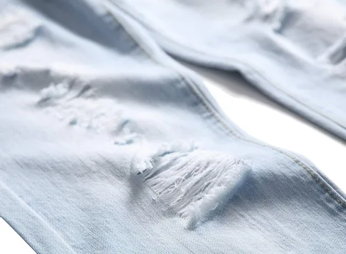 Vista 4 de Baylvn Pantalones de mezclilla para hombre, rasgados, desgastados, rectos, ajustados, casuales, a la moda
