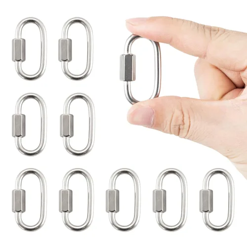 Vista 9 de HOME MASTER HARDWARE Enlace rápido en forma de D de acero inoxidable 304, paquete de 8 unidades de 1/4 pulgadas, conector de cadena con mosquetón