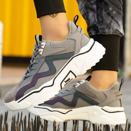 Vista 6 de Zapatos de punta de acero para hombre para mujer, zapatos de seguridad ligeros, antideslizantes, zapatos de trabajo industriales a prueba