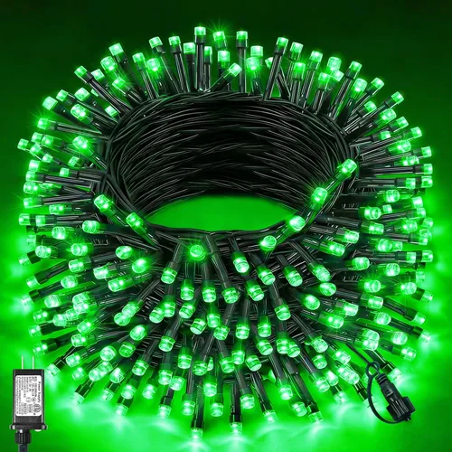Vista 10 de Tira de luces LED de Navidad de 40 pies para exteriores, luces rojas y blancas de Navidad impermeables, 8 modos y temporizador, luces de árbol