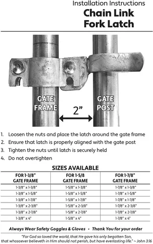 Vista 2 de Pestillo de horquilla de puerta de enlace de cadena de 1-5/8" x 1-3/8" - Pestillo galvanizado con orificio para candado