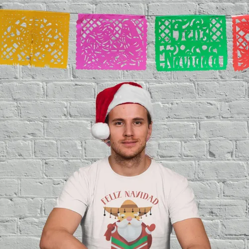 Vista 6 de Paquete de 2 pancartas de papel picado metálico de 16 pies, decoraciones mexicanas auténticas artesanales, hechas a mano, papel picado, Navidad
