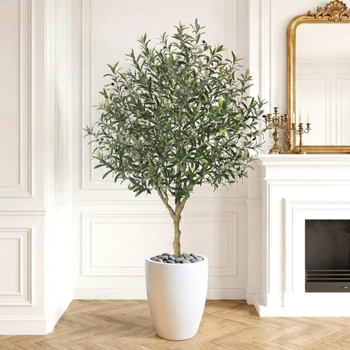 Vista 3 de LOMANTO Olivos artificiales para interiores, árbol de olivo sintético de 7