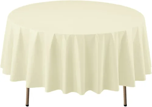 Vista 27 de Party Essentials Mantel redondo de plástico desechable de 84 pulgadas, 3 unidades, color negro