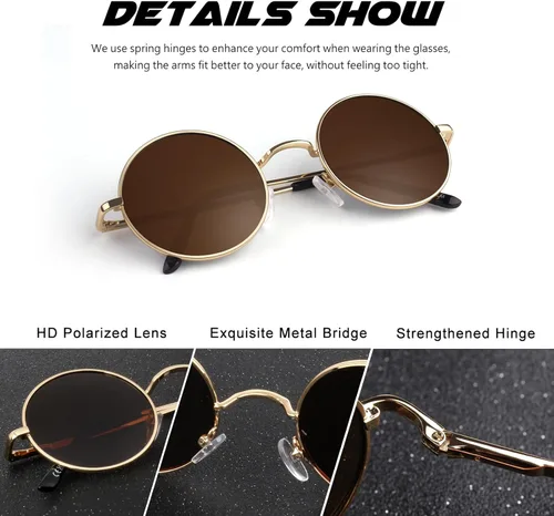 Vista 50 de CGID Gafas de sol unisex polarizadas redondas E01 Lennon