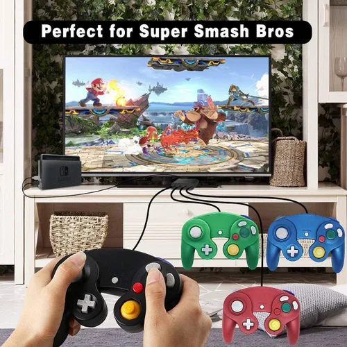 Vista 3 de 4 controladores para Gamecube con 4 cables de extensión y adaptador USB de 4 puertos para Switch PC consola Wii U BBRG