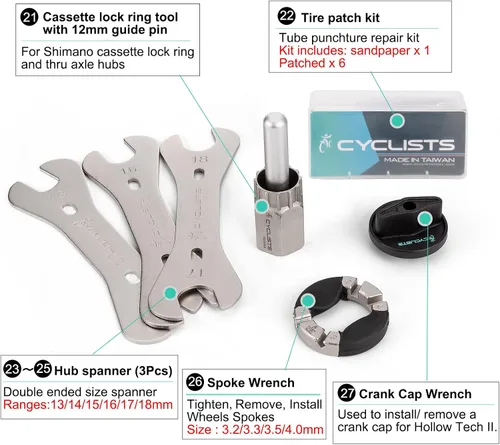 Vista 7 de Kit de herramientas de bicicleta de 27 piezas - Kit de reparación