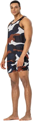 Vista 2 de AIMPACT Imprimir Hombres Pantalones Cortos de Malla Cintura 5 Entrepierna Casual Verano Pantalones Cortos para Hombres