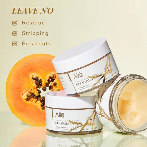 Vista 7 de ANAI RUI Bálsamo removedor de maquillaje de cúrcuma, bálsamo limpiador de cúrcuma, exfoliante facial para derretir maquillaje, limpieza de poros